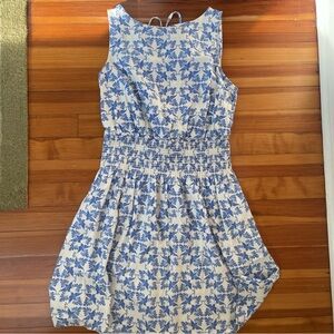 Blue and White Patter Dress